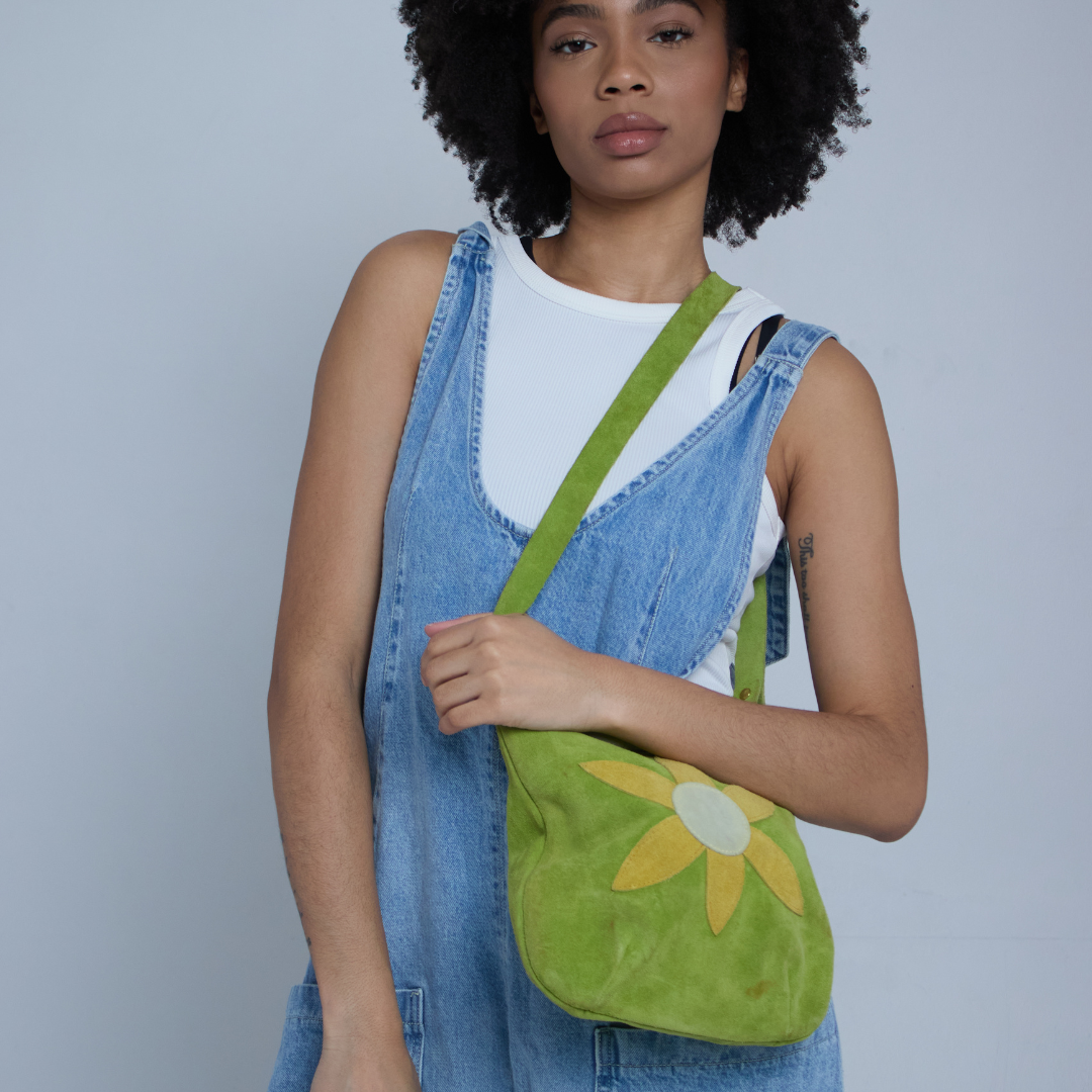Vintage 1970s Suede Daisy Bag