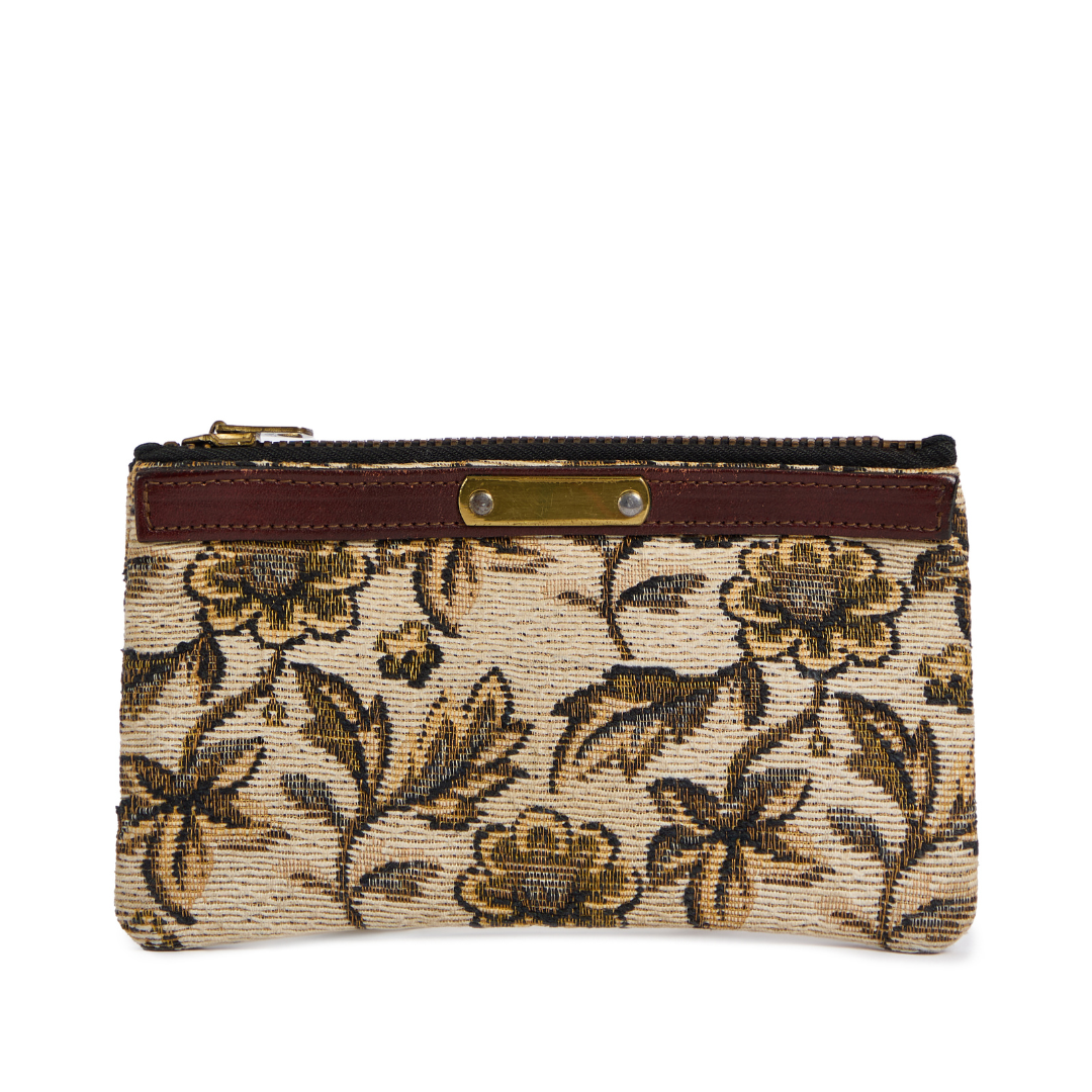 Vintage 1960s Floral Woven Jacquard Clutch
