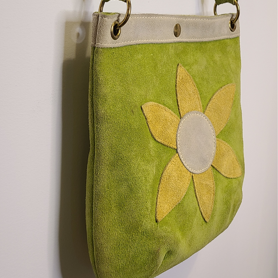 Vintage 1970s Suede Daisy Bag