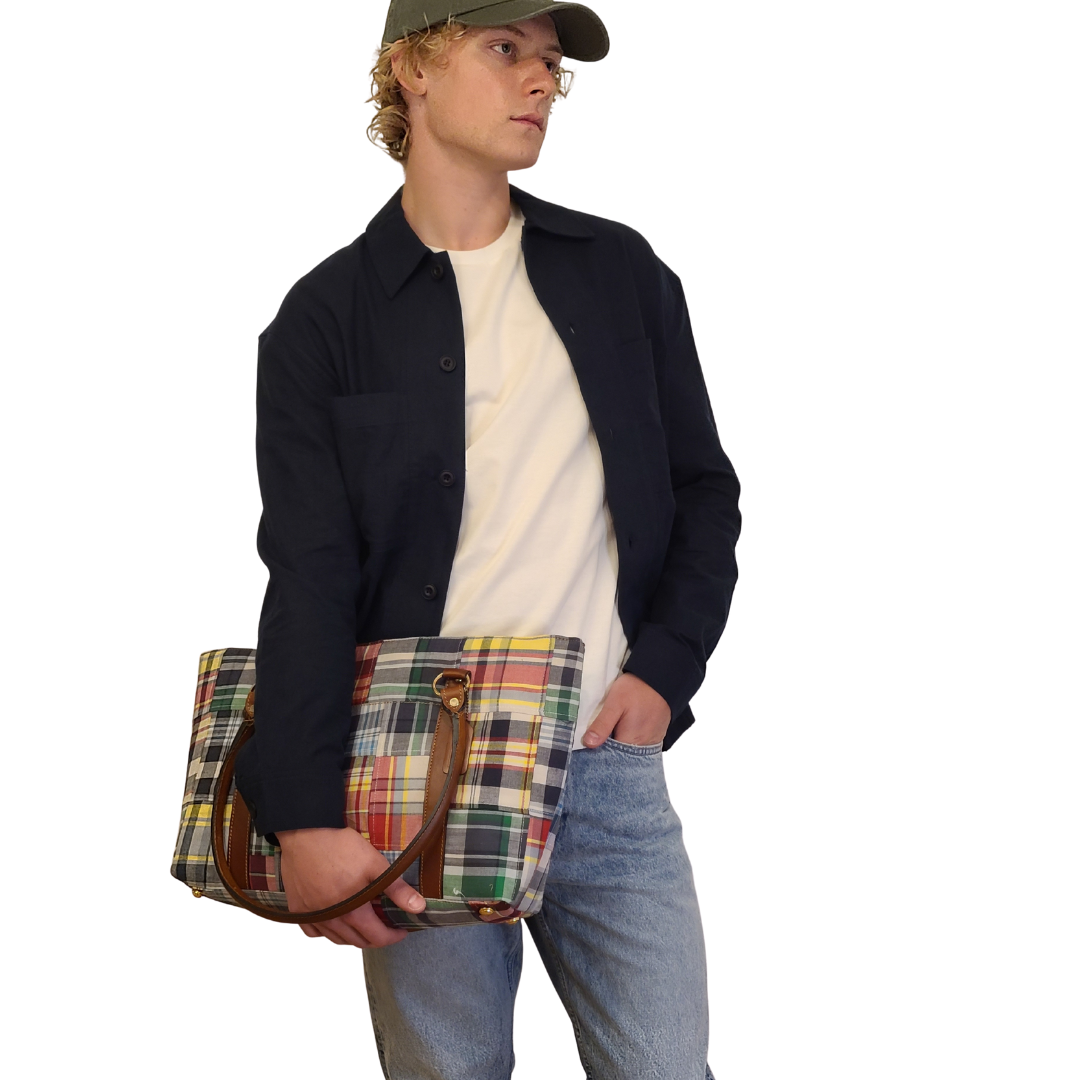 Madras Patchwork Tote - Nautical