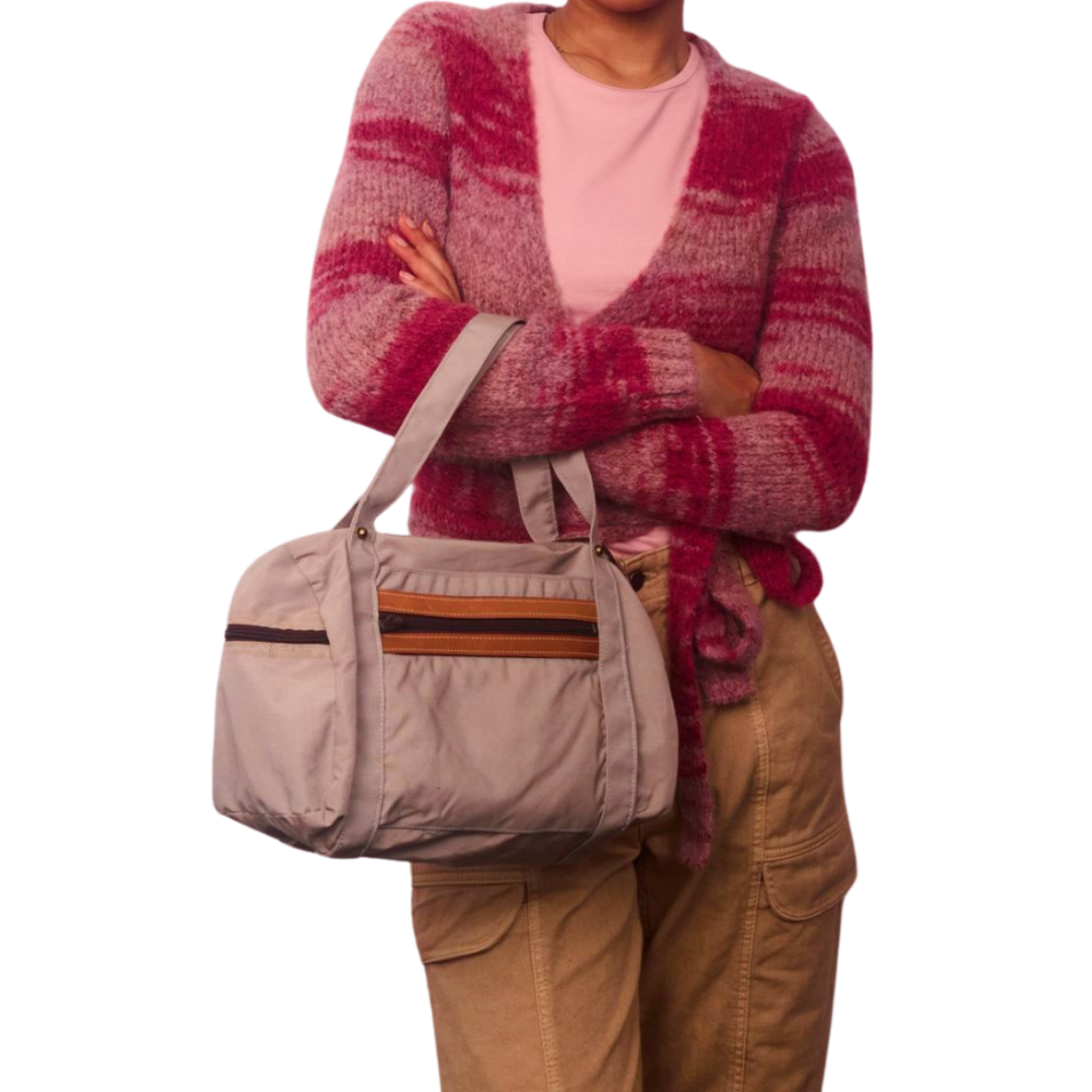 Vintage 1980s Grey Nylon Shoulder Bag