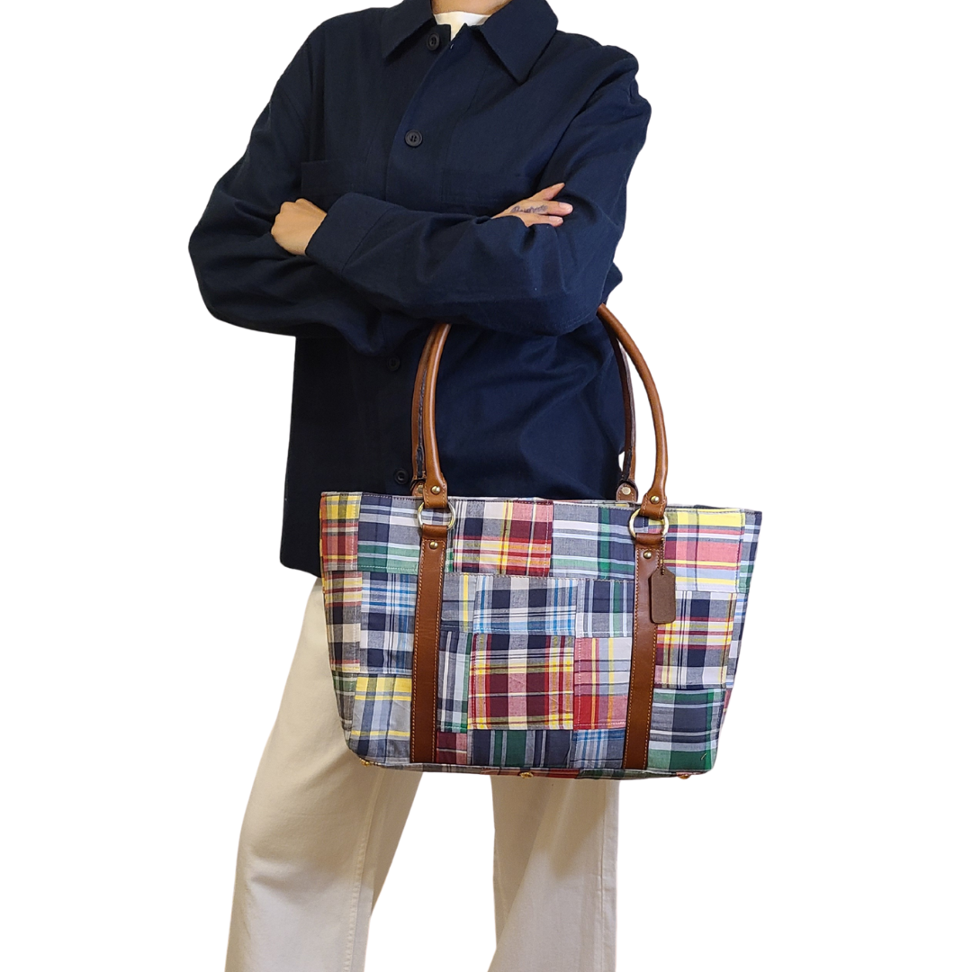Madras Patchwork Tote - Nautical