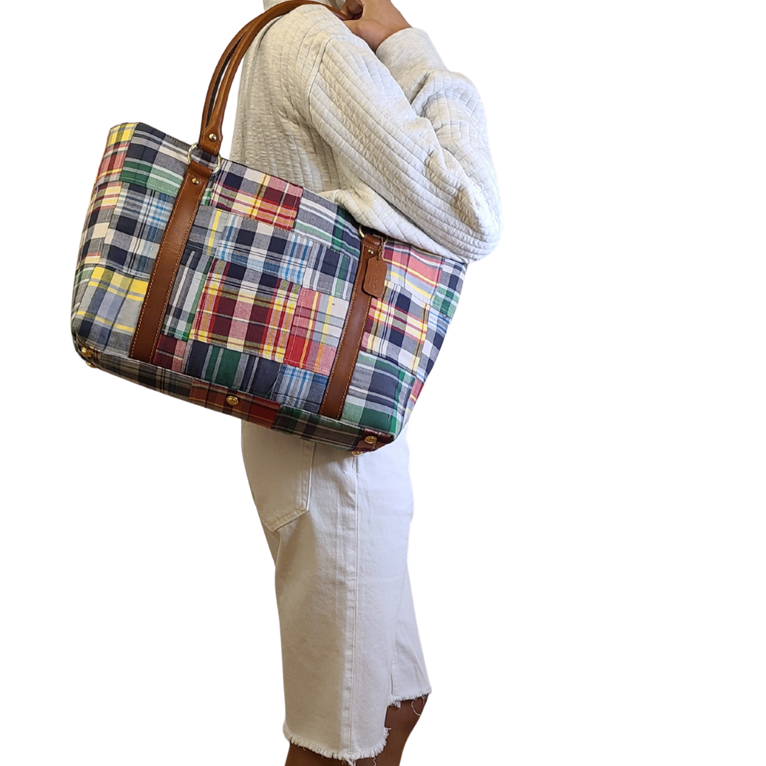 Madras Patchwork Tote - Nautical