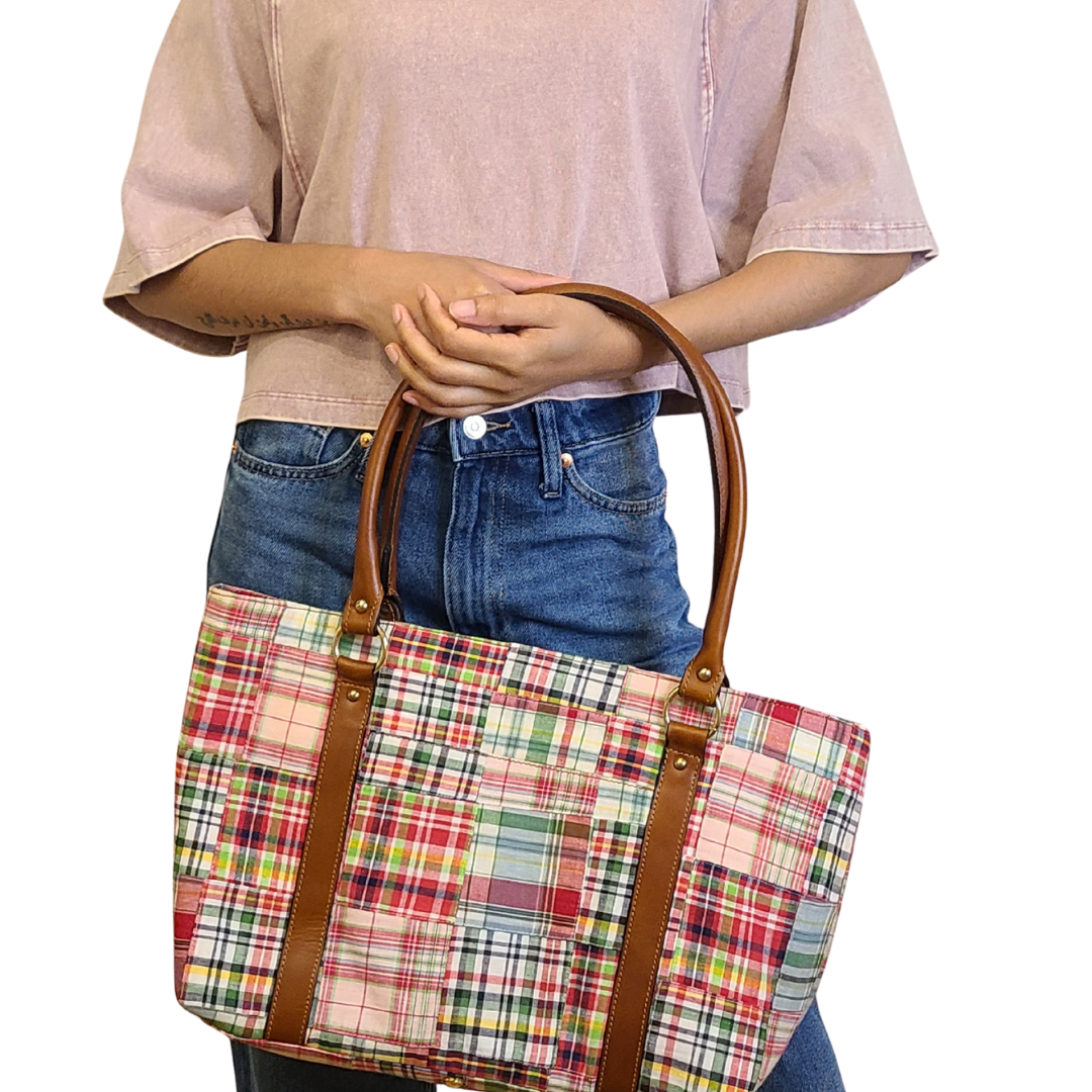 Madras Patchwork Tote - Watermelon