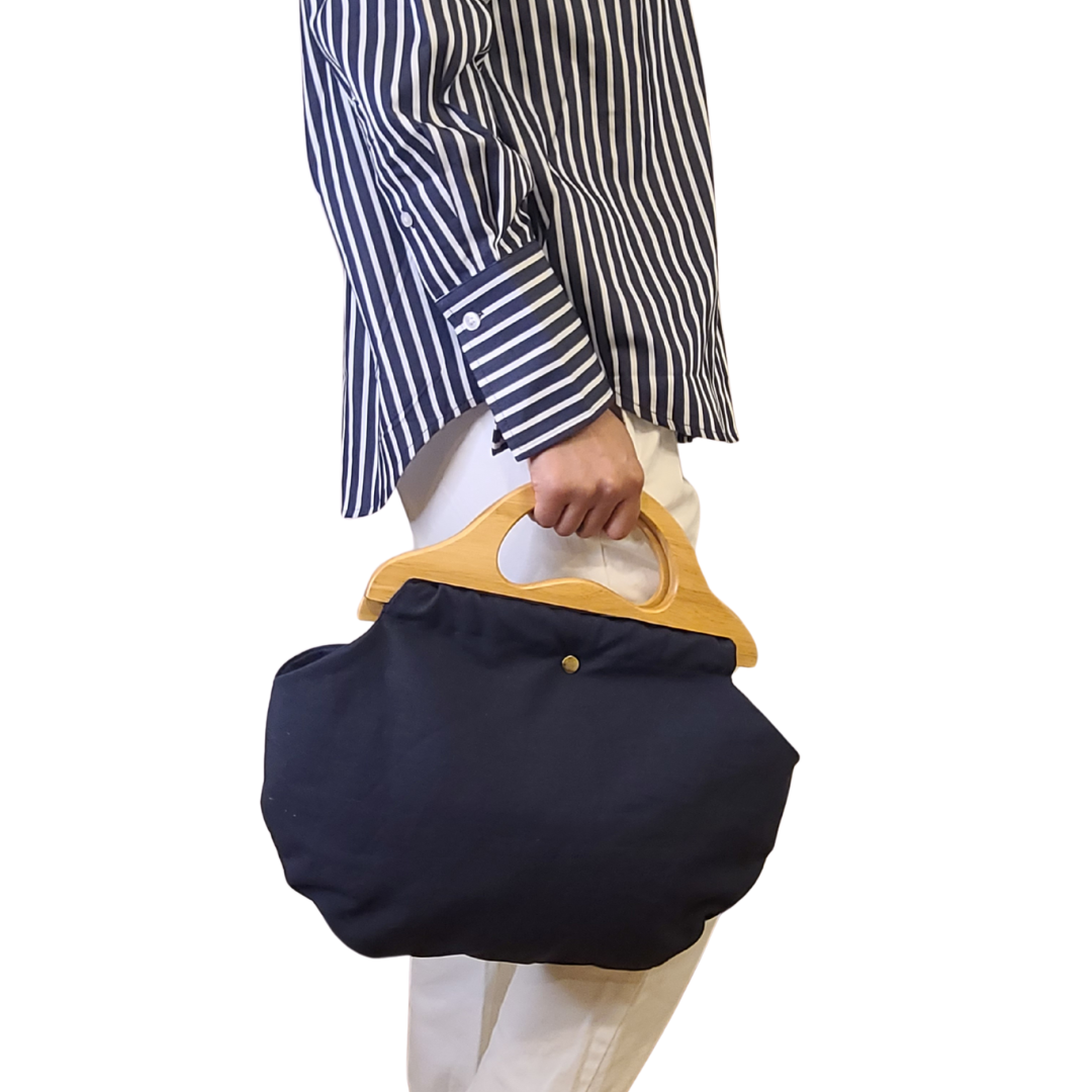 Wooden Handle Bermuda Bag - Navy
