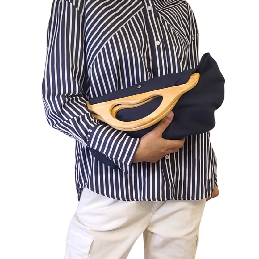 Wooden Handle Bermuda Bag - Navy