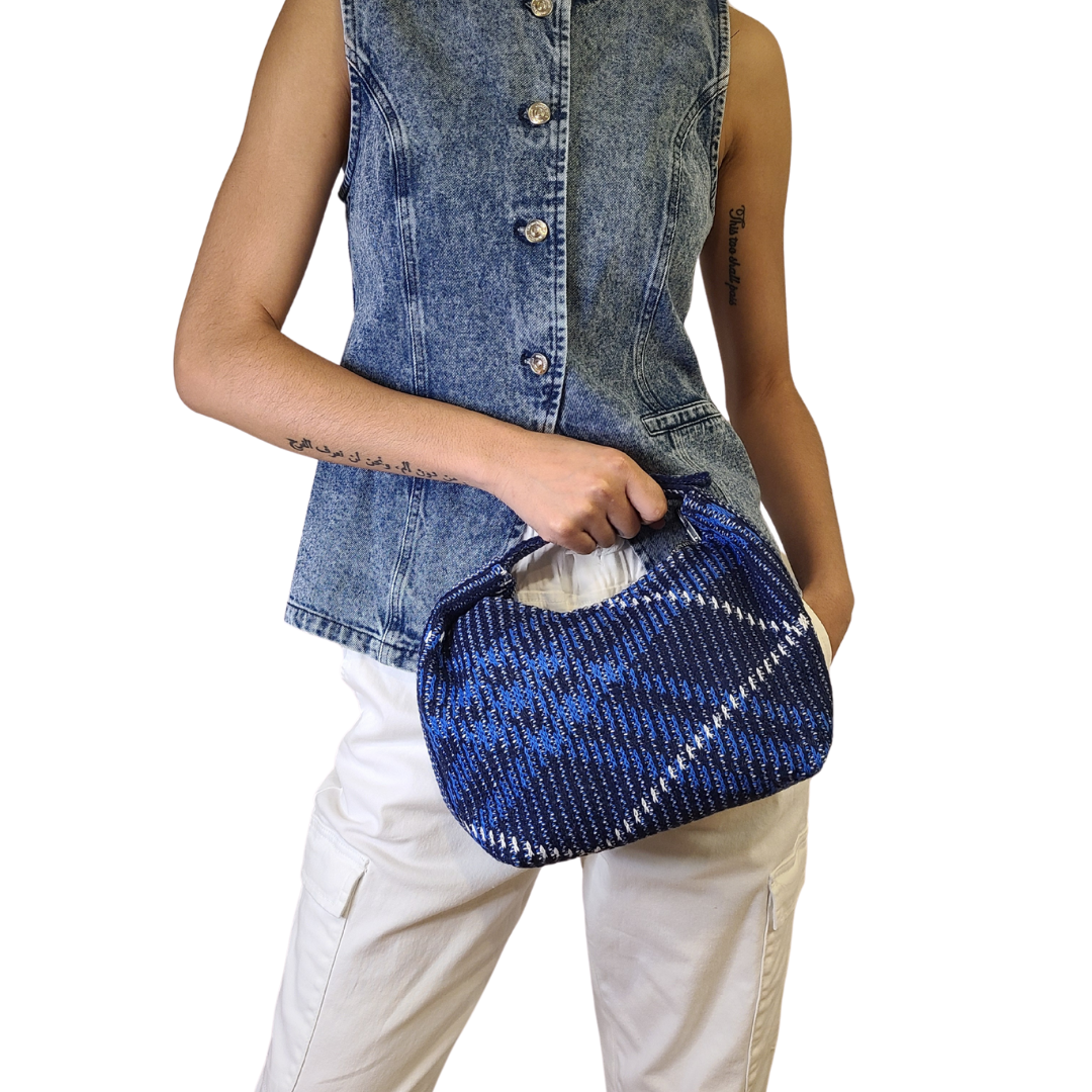 Grafton Plaid Sweater Knit Bag - Classic Navy