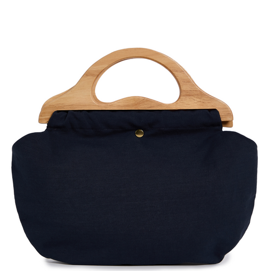 Wooden Handle Bermuda Bag - Navy