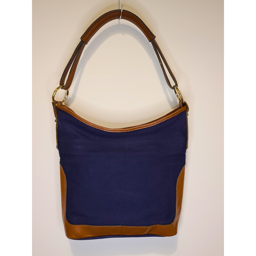 Vintage 1980s Navy Cotton Canvas Handbag
