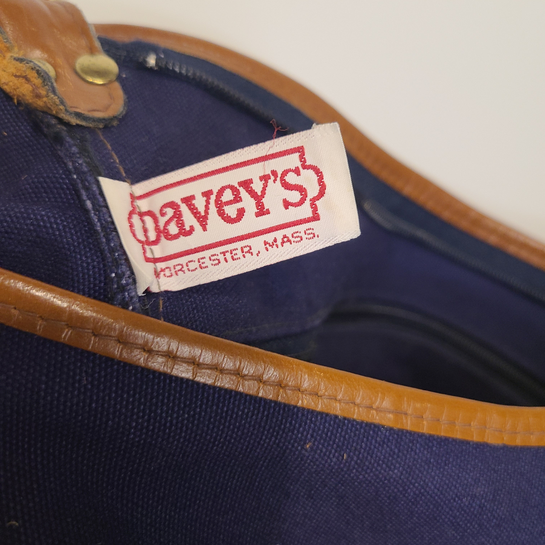 Vintage 1970s Navy Cotton Canvas Handbag