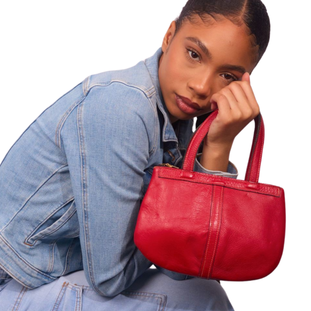 Vintage 1960s Red Leather Date Bag