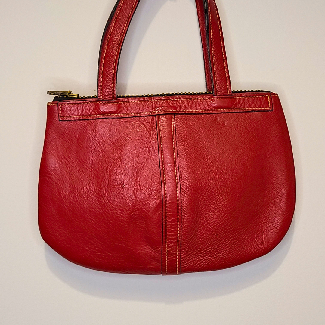 Vintage 1960s Red Leather Date Bag