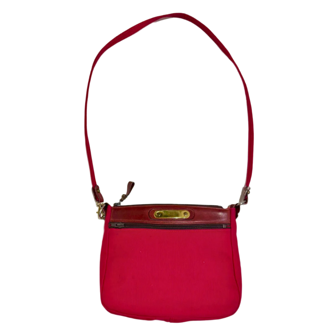 Vintage 1970s Red Cotton Canvas Crossbody Bag