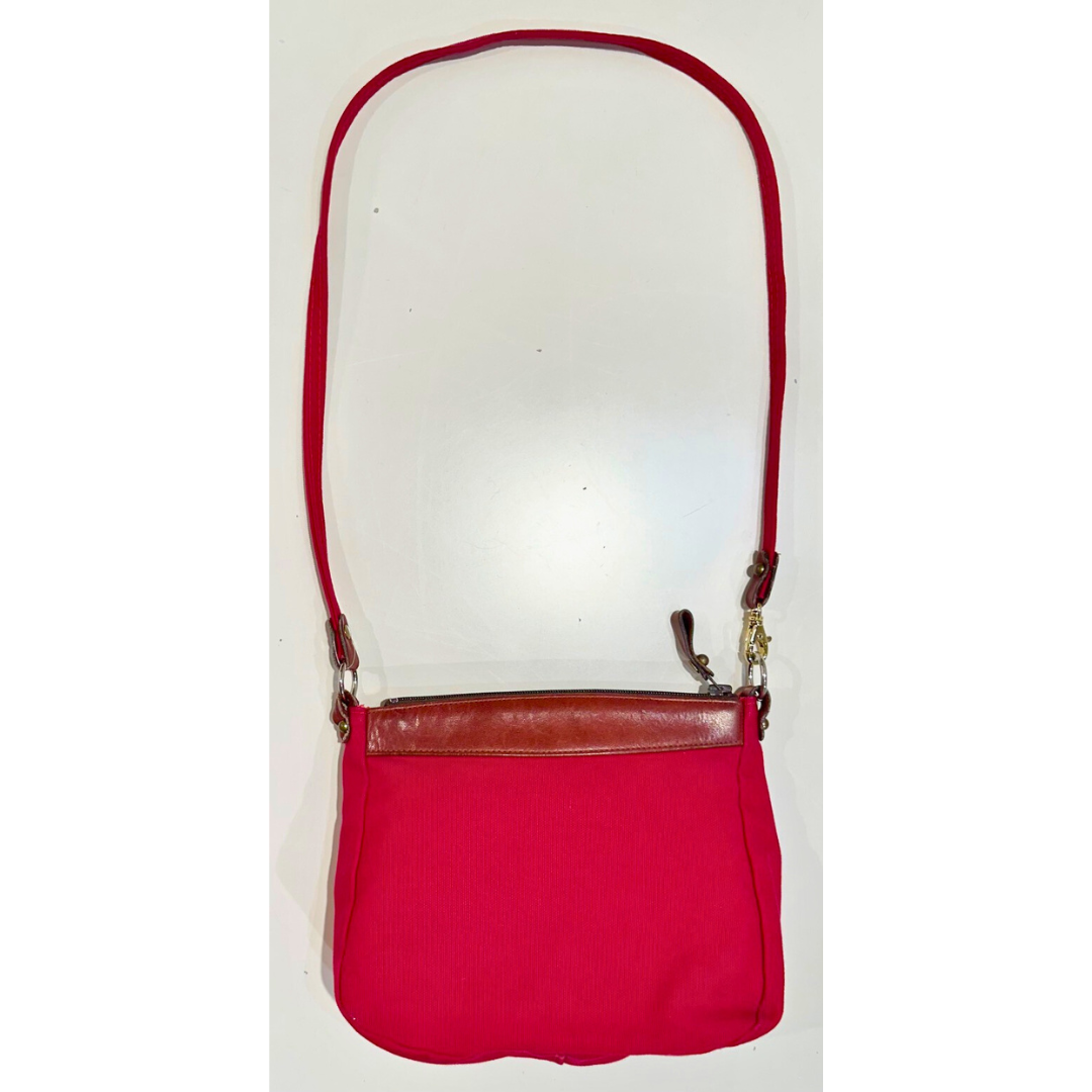 Vintage 1970s Red Cotton Canvas Crossbody Bag