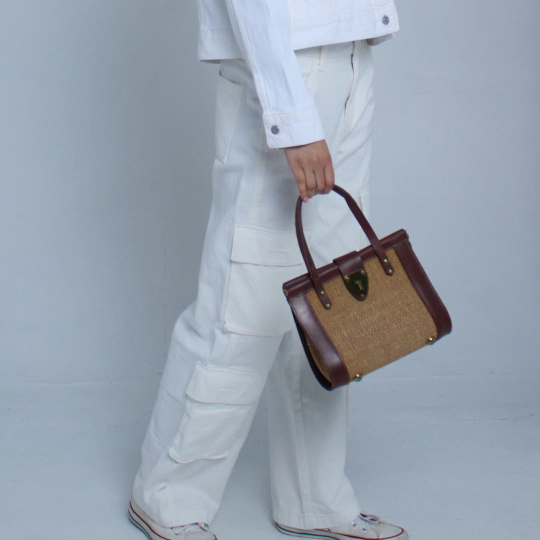 Vintage 1960s Straw Bag with Top Handles