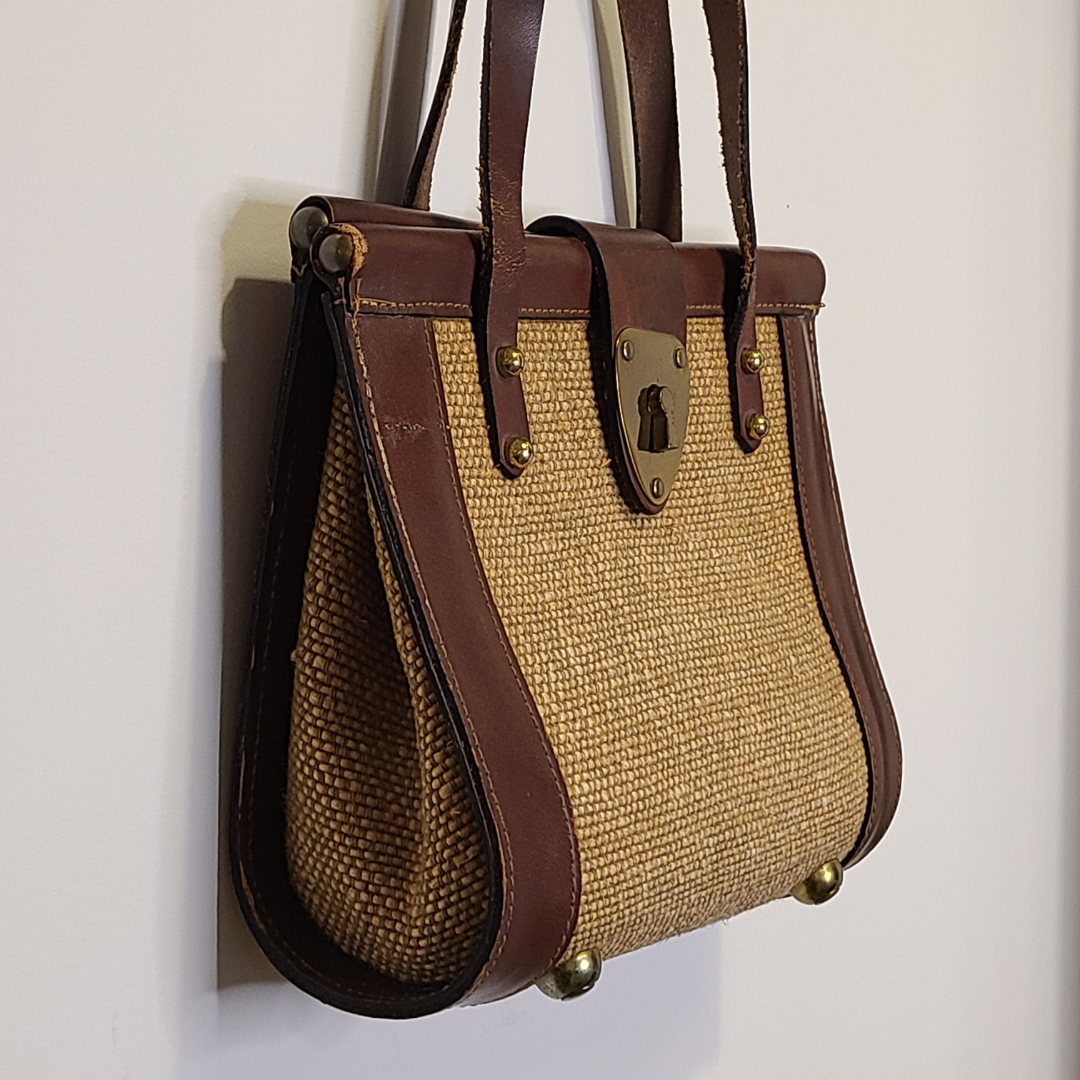Vintage 1960s Straw Bag with Top Handles