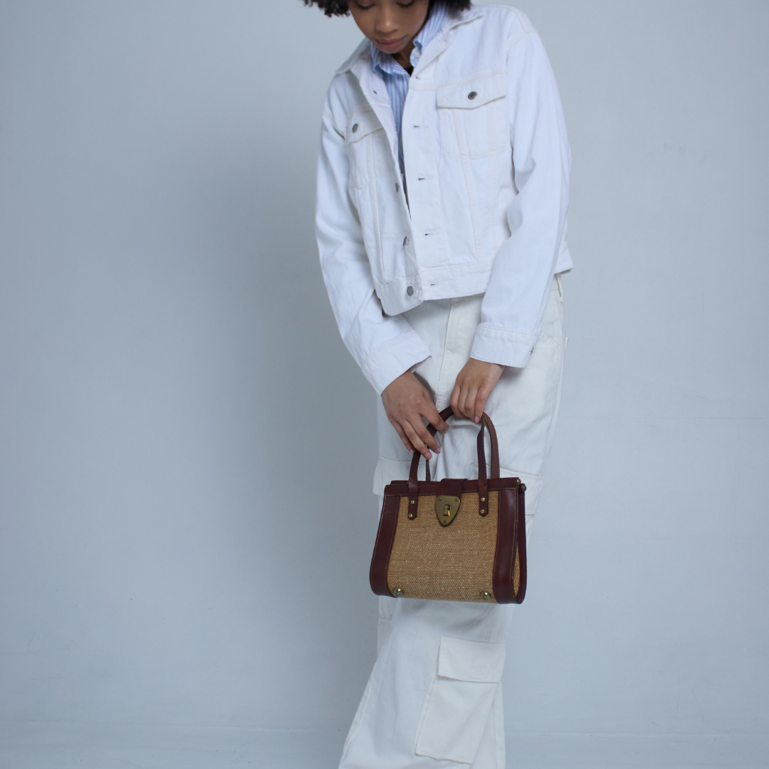 Vintage 1960s Straw Bag with Top Handles