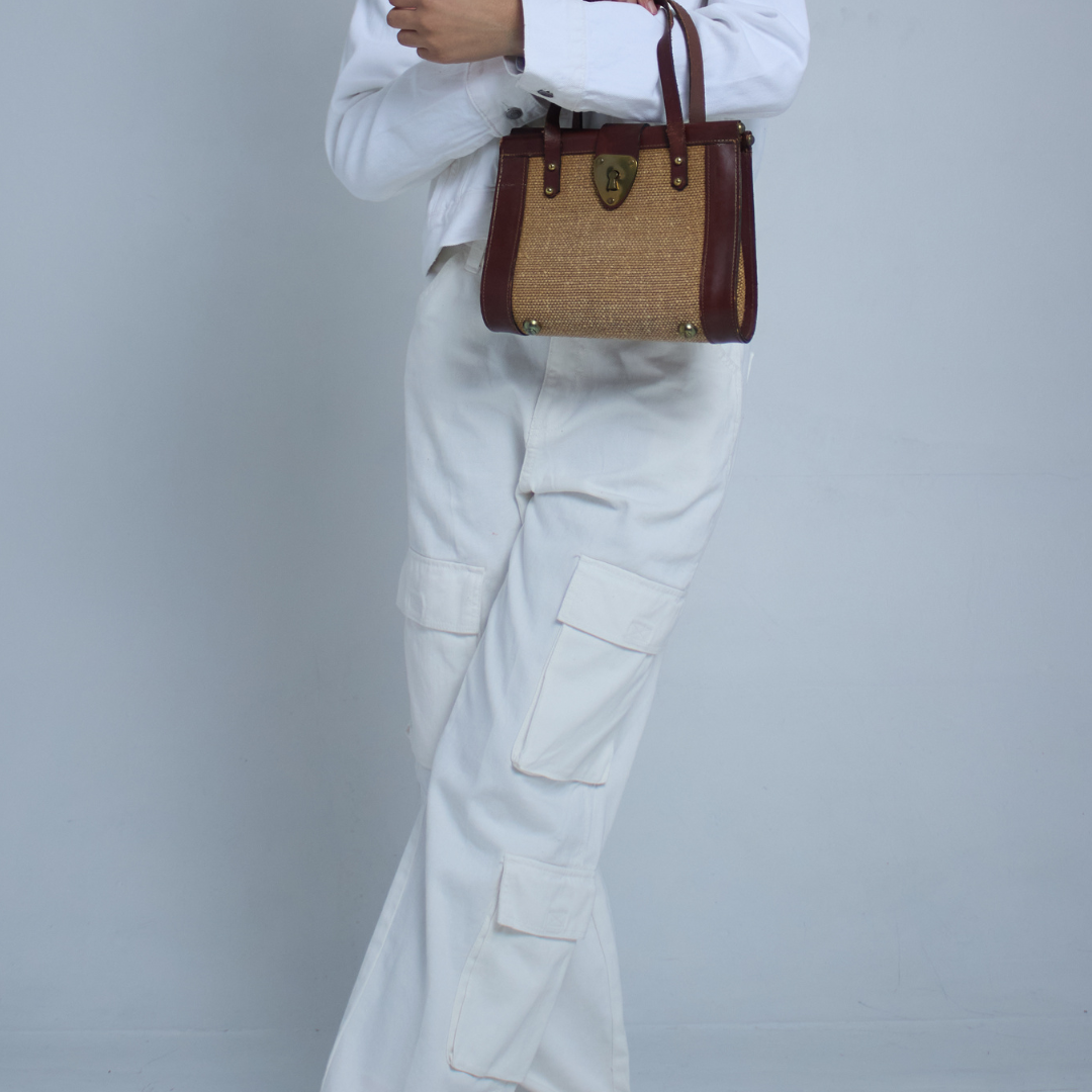 Vintage 1960s Straw Bag with Top Handles