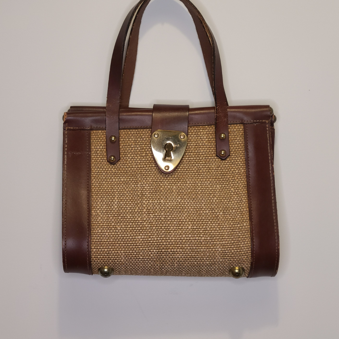Vintage 1960s Straw Bag with Top Handles