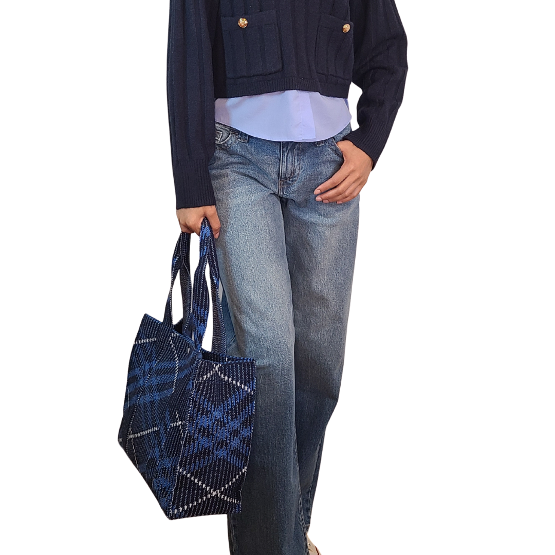 Front Street Tote - Plaid Sweater Knit Bag