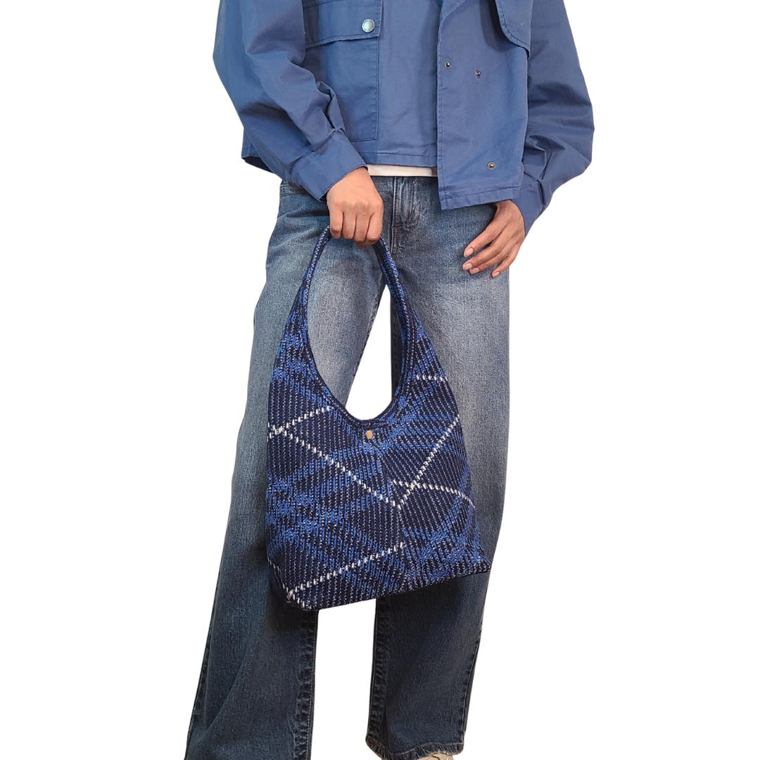 Franklin Plaid Sweater Knit Shoulder Bag