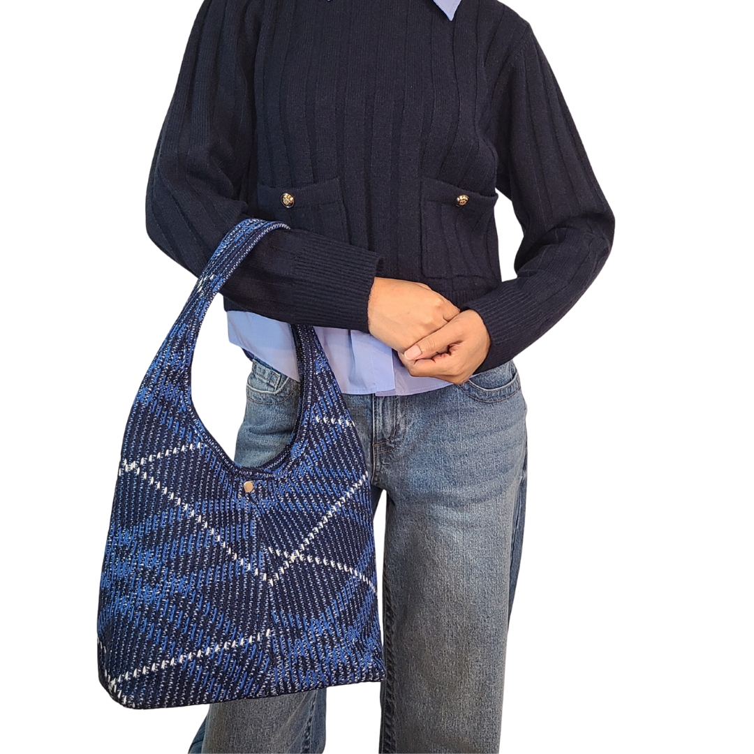 Franklin Plaid Sweater Knit Shoulder Bag