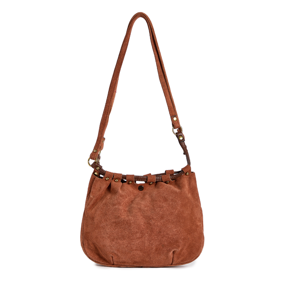 Vintage 1960s Brown Suede Tote Bag