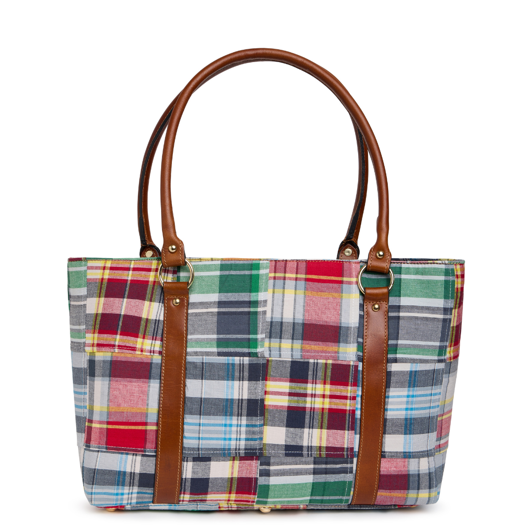 Madras Patchwork Tote - Nautical