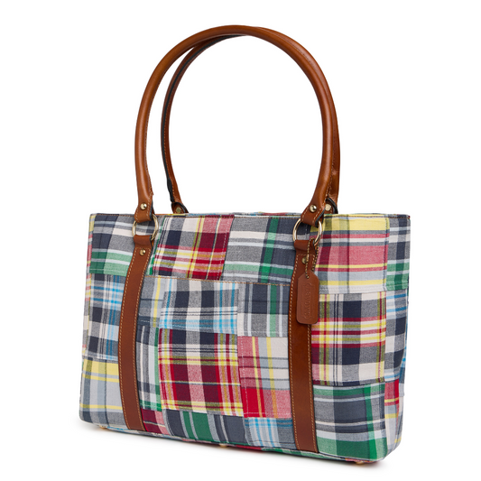 Madras Patchwork Tote - Nautical