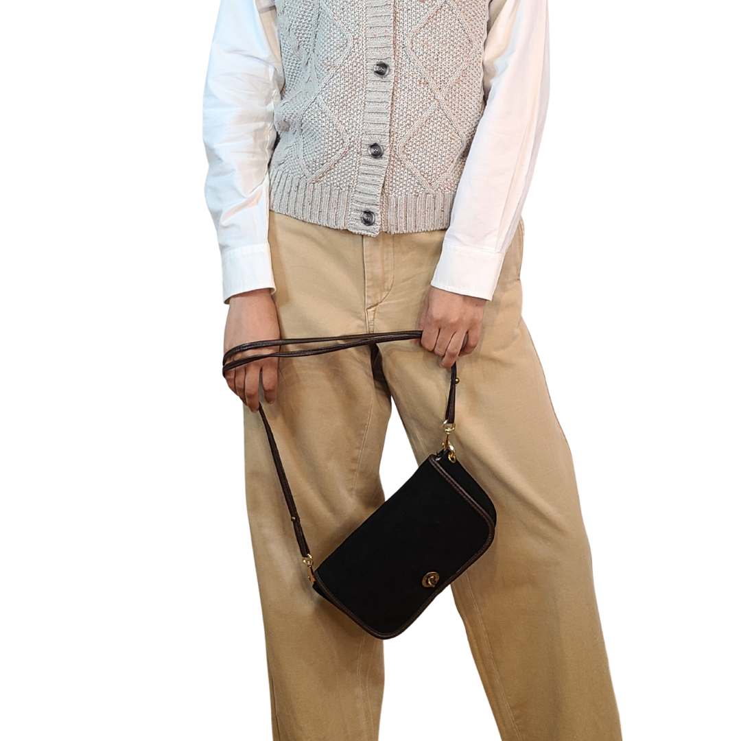 Vintage 1960s Brown Suede Shoulder Bag