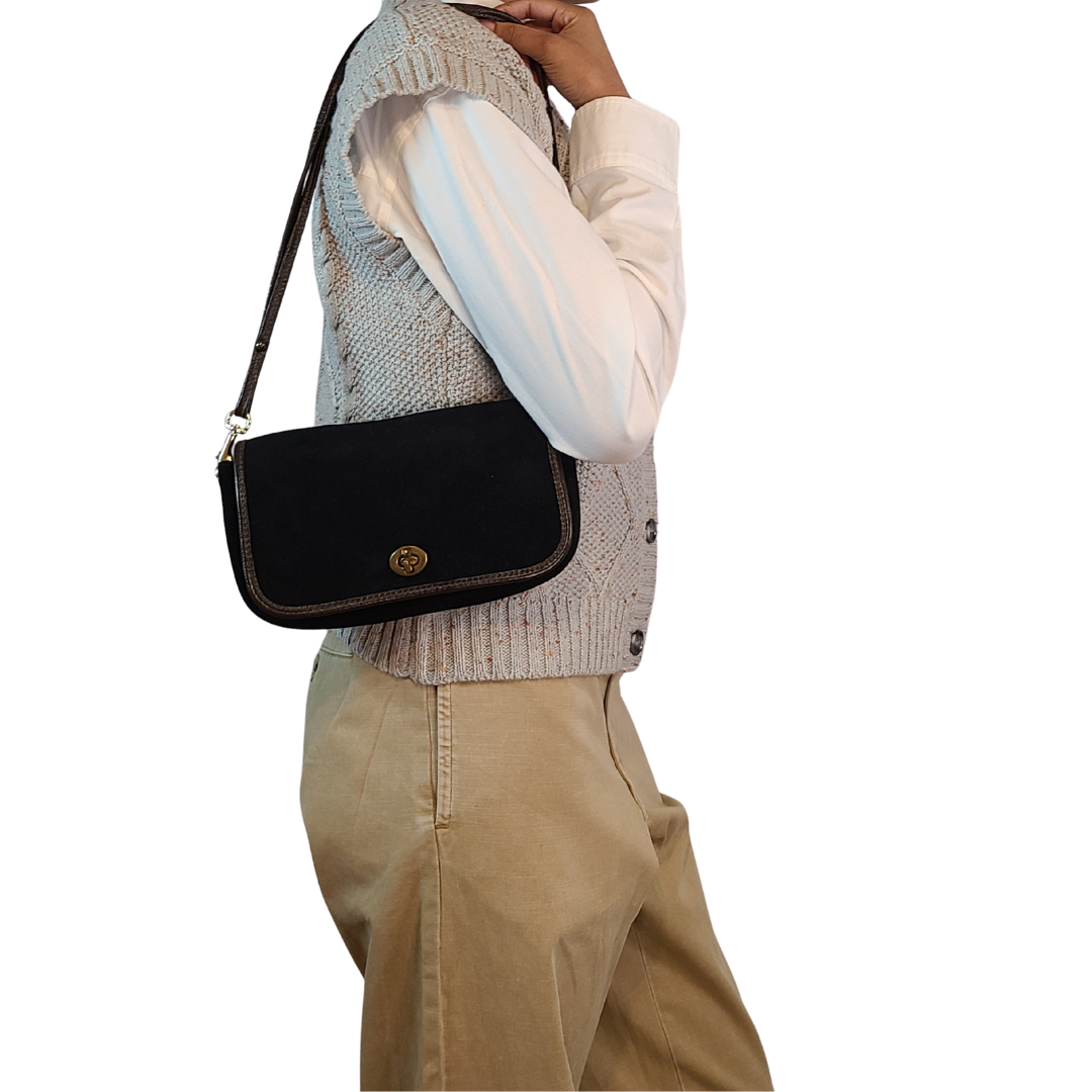Vintage 1960s Brown Suede Shoulder Bag