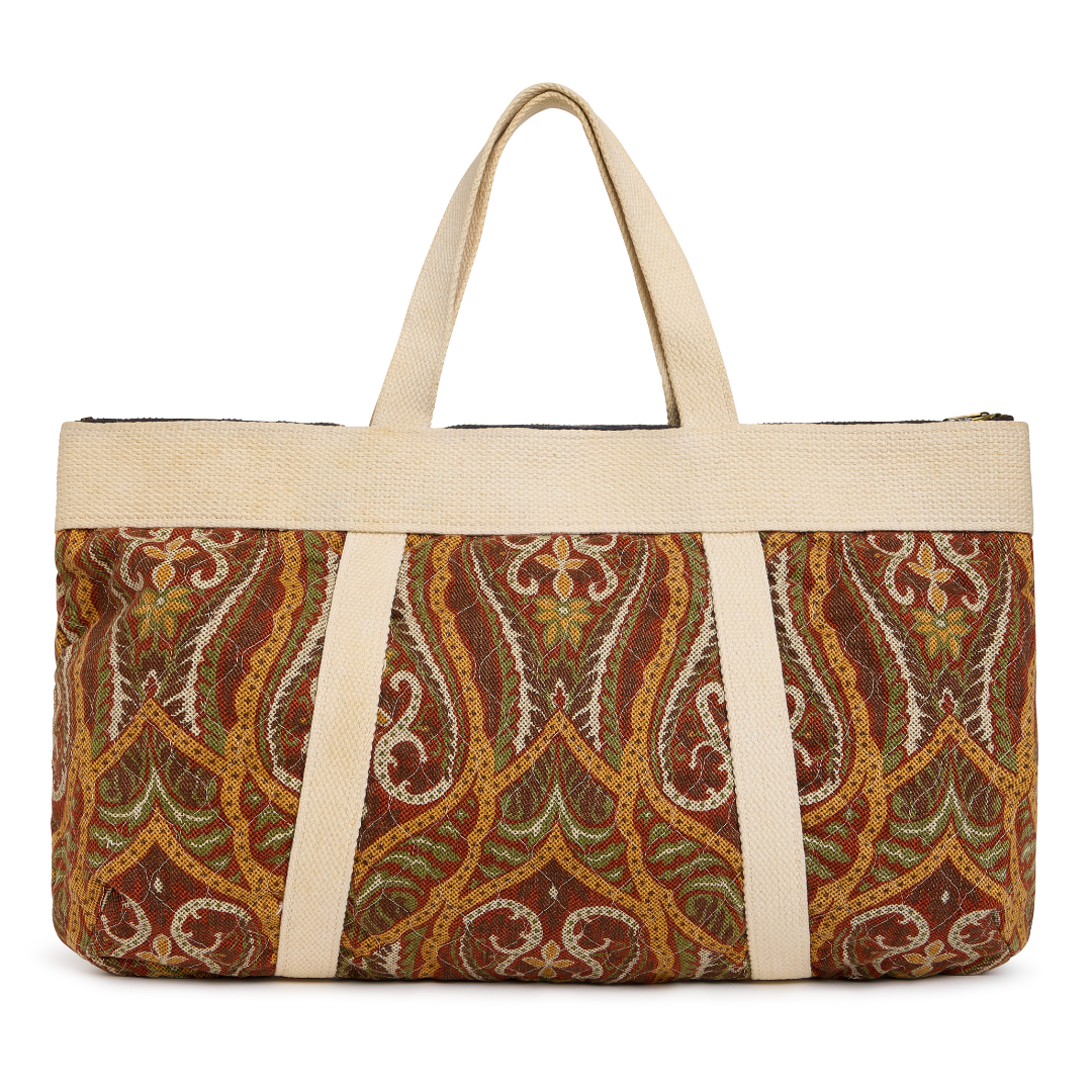 Vintage Quilted Cotton East West Tote Bag