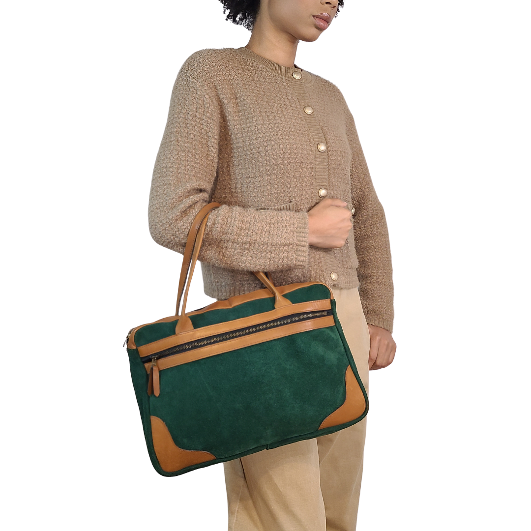 Vintage 1960s Green Suede Satchel