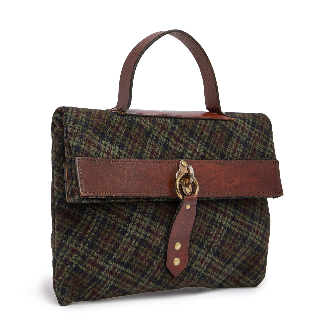 Vintage 1960s Wool Plaid Handbag