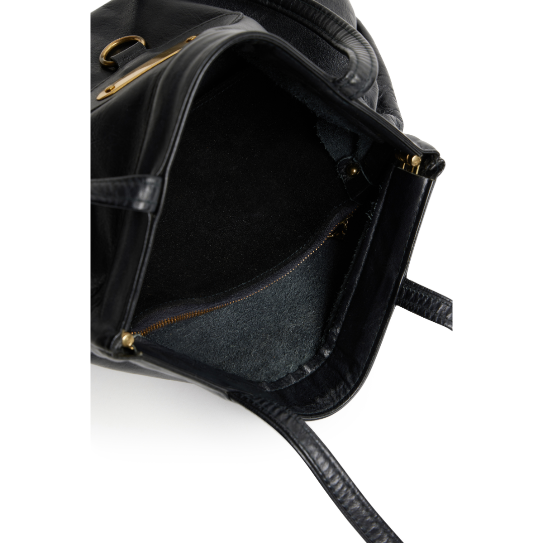 Vintage 1970s Black Leather Satchel