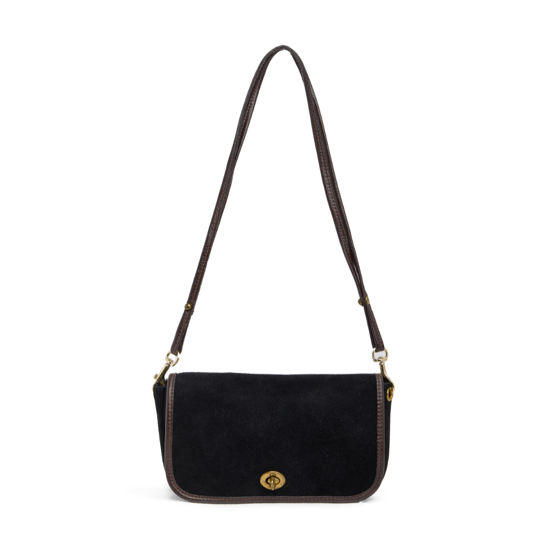 Vintage 1960s Brown Suede Shoulder Bag