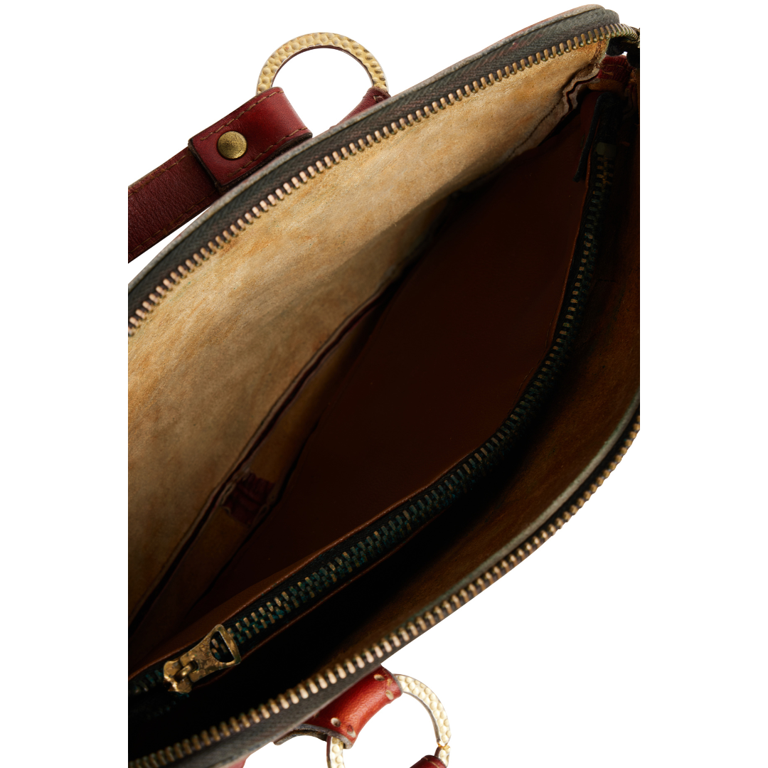 Vintage 1960s Burnt Orange Leather Satchel