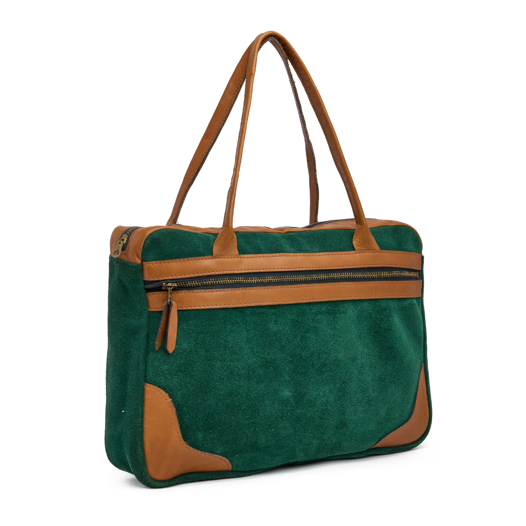 Vintage 1960s Green Suede Satchel