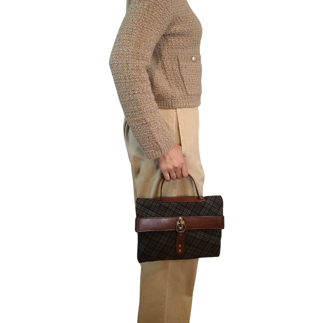 Vintage 1960s Wool Plaid Handbag