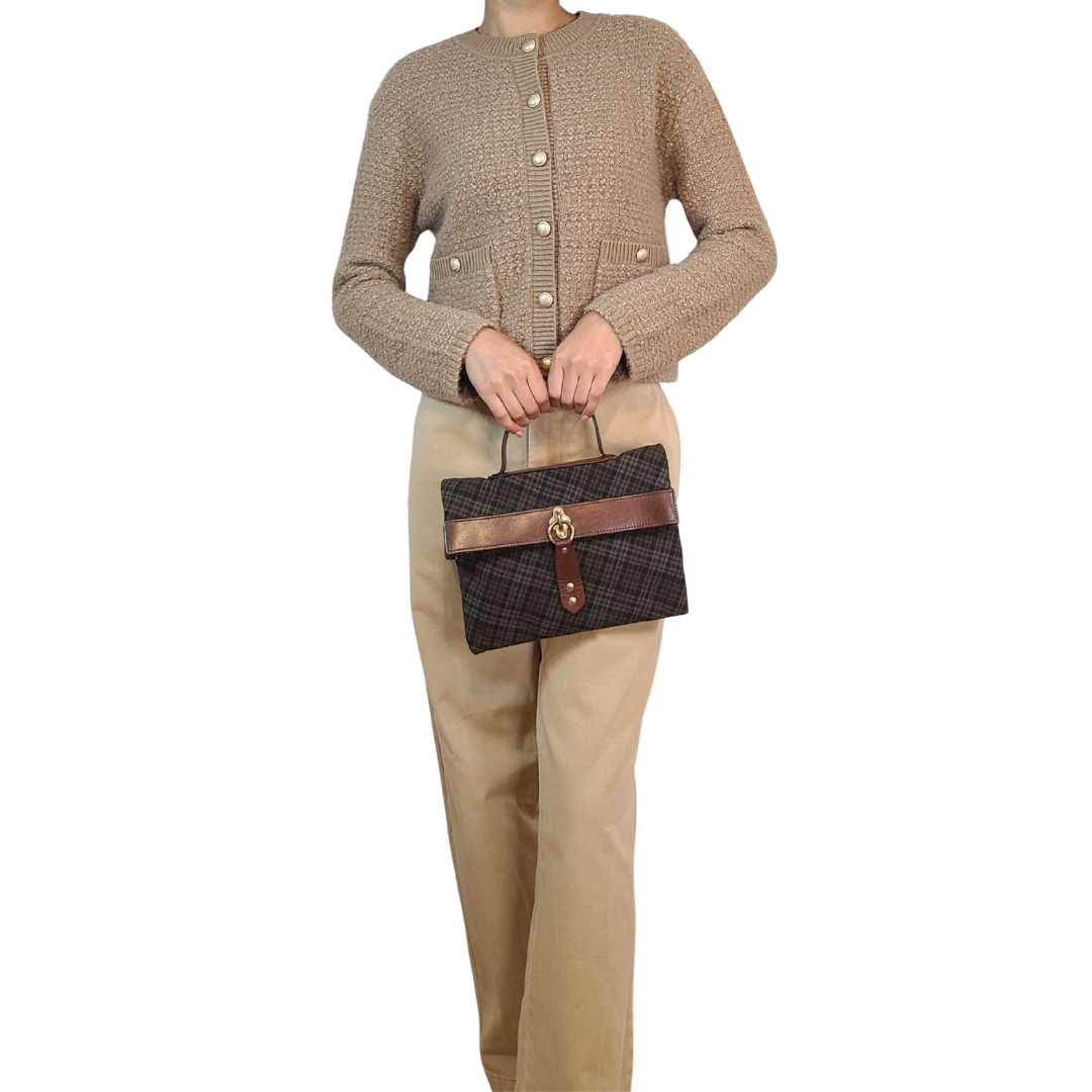 Vintage 1960s Wool Plaid Handbag