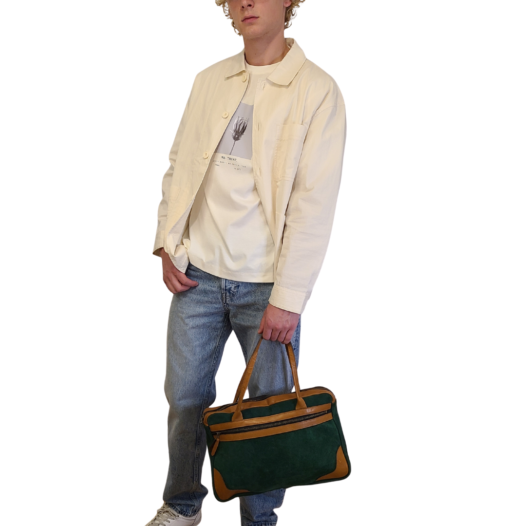 Vintage 1960s Green Suede Satchel