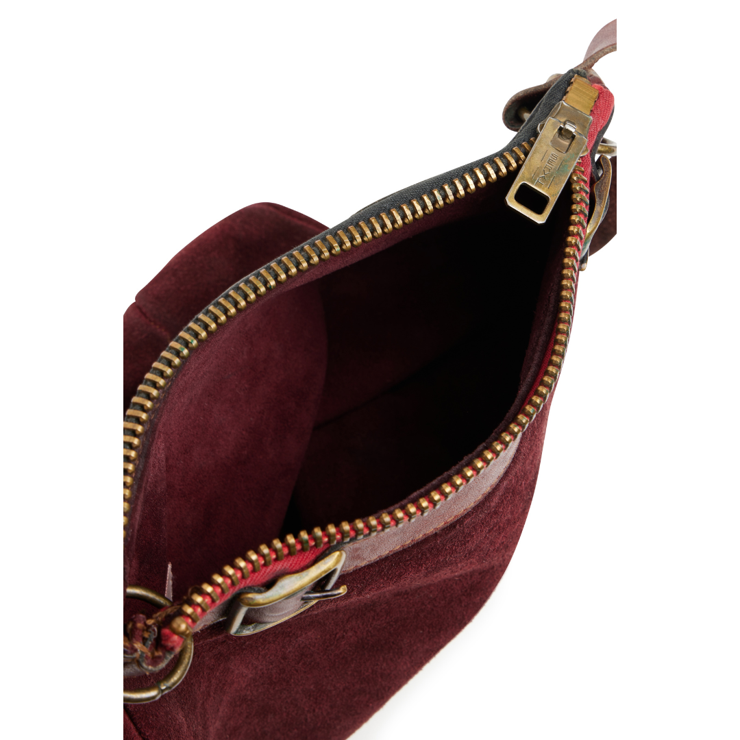 Vintage 1960s Burgundy Suede Belt Bag