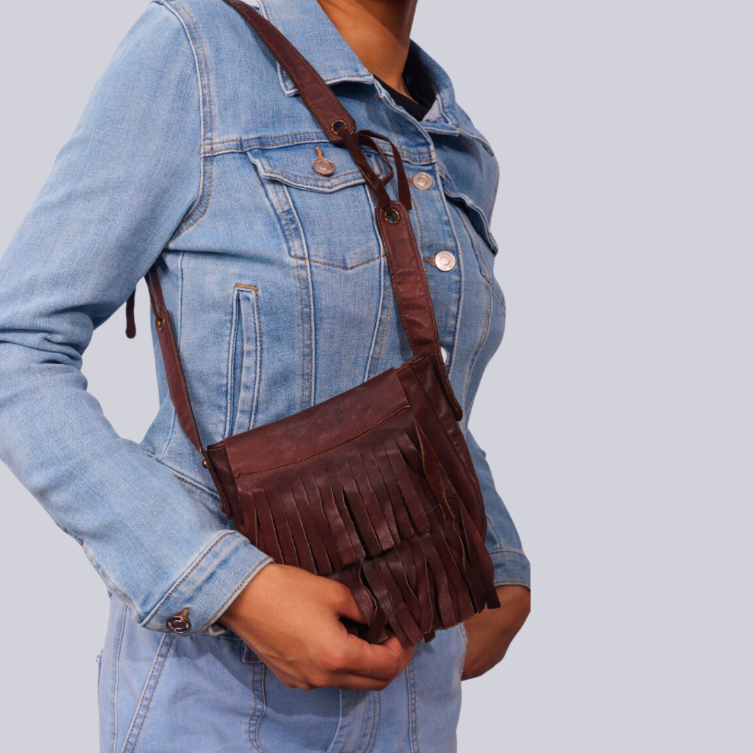 Vintage 1960s Leather Fringe Shoulder Bag
