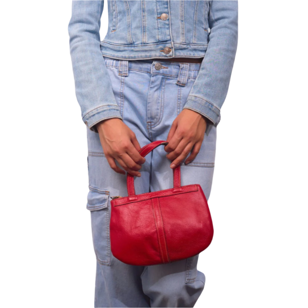 Vintage 1960s Red Leather Date Bag