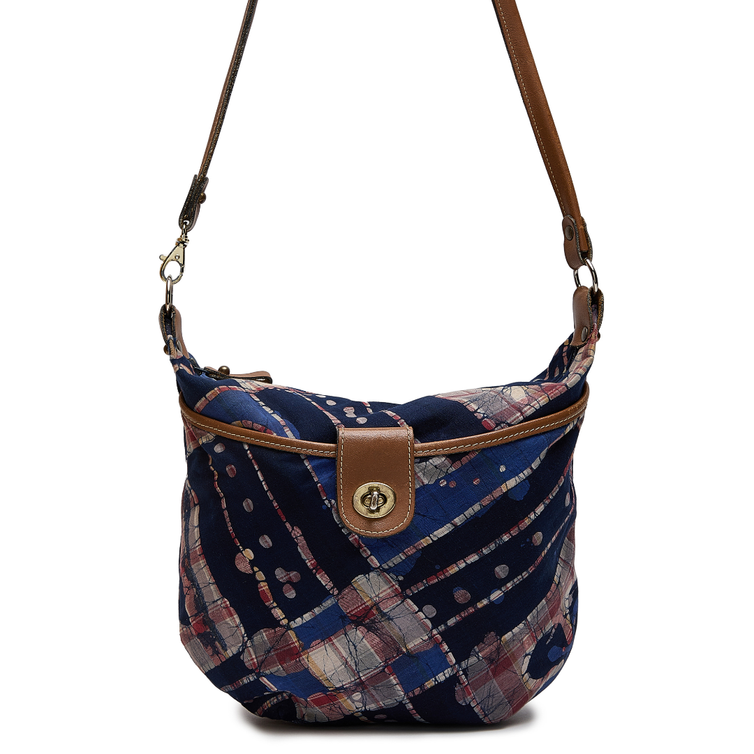 Vintage 1960s Batik Madras Plaid Shoulder Bag