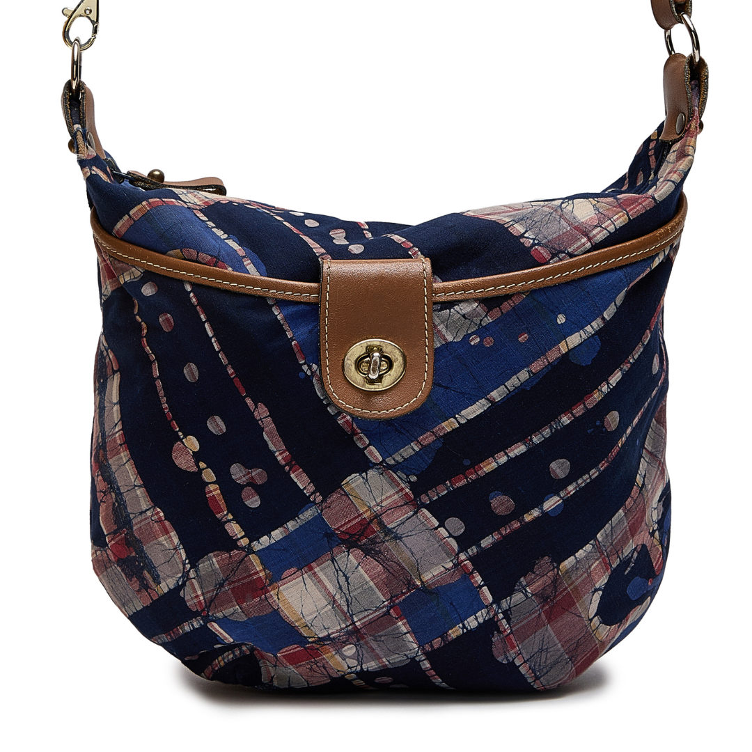 Vintage 1960s Batik Madras Plaid Shoulder Bag