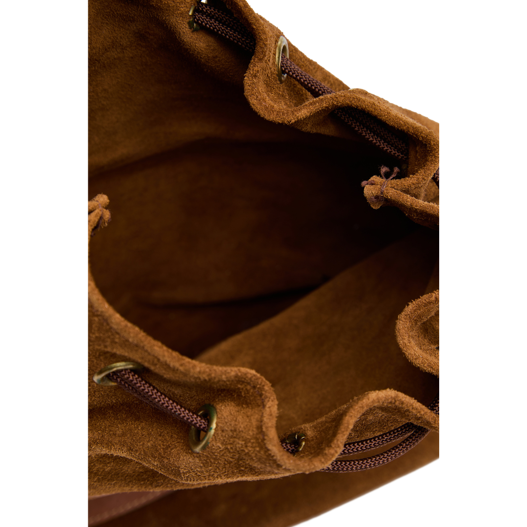 Vintage 1960s Brown Suede Bucket Bag