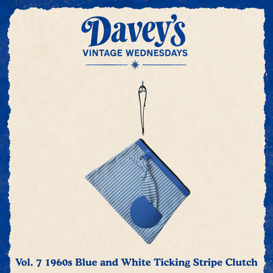 Vintage Wednesdays: Vol. 7 1960s Blue & White Ticking Stripe Clutch