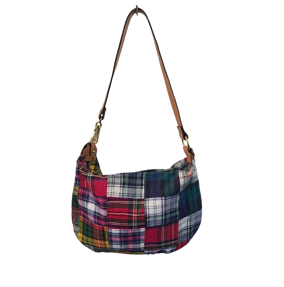 Vintage 1980s Madras Plaid Shoulder Bag