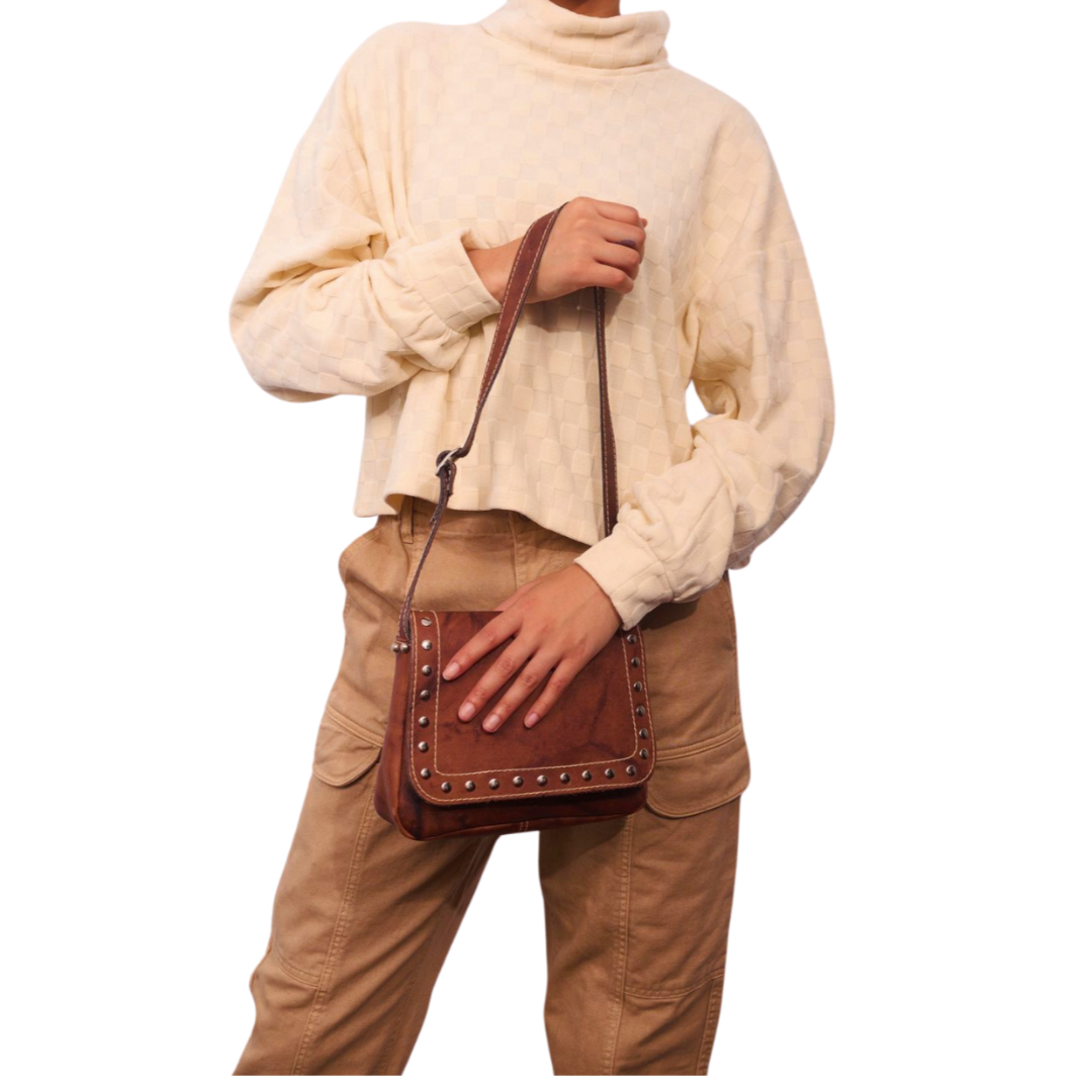 Vintage 1980s Brown Leather Shoulder Bag Re-Imagined